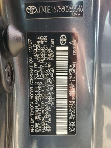 JTKDE167580265546 - 2008 TOYOTA SCION TC ნაცრისფერი ფოტო 12