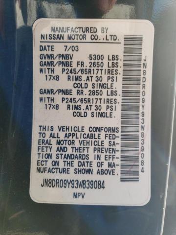 JN8DR09Y93W839084 - 2003 NISSAN PATHFINDER LE 黑色 照片 13