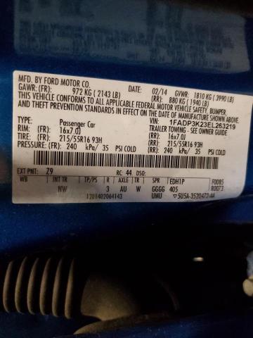 1FADP3K23EL263219 - 2014 FORD FOCUS SE BLUE photo 12