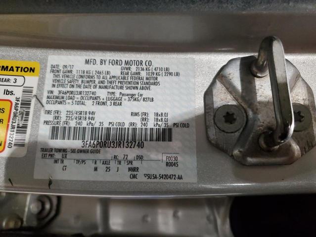 3FA6P0RU3JR132740 - 2018 FORD FUSION TITANIUM/PLATINUM HEV SILVER photo 12