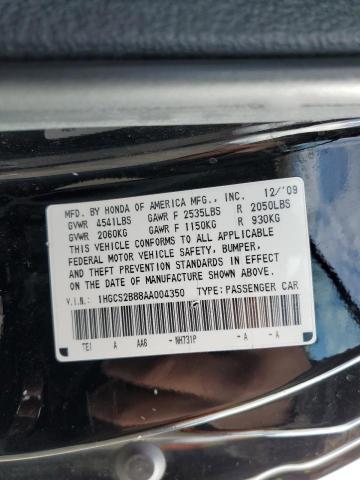 1HGCS2B88AA004350 - 2010 HONDA ACCORD EXL BLACK photo 12