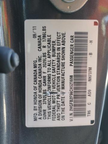2HGFB2F98CH521698 - 2012 HONDA CIVIC EXL GRAY photo 13