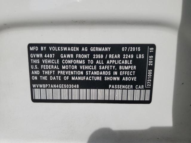 WVWBP7AN4GE503048 - 2016 VOLKSWAGEN CC BASE WHITE photo 12