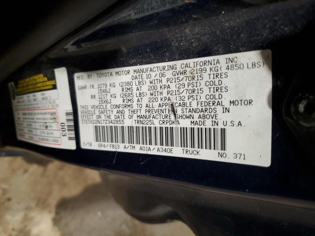 5TETX22N17Z342855 - 2007 TOYOTA TACOMA ACCESS CAB BLUE photo 12