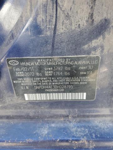 5NPDH4AE3BH028795 - 2011 HYUNDAI ELANTRA GLS BLUE photo 12