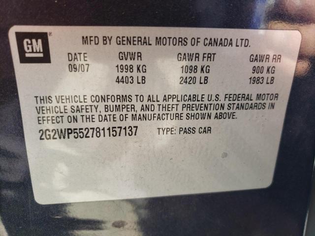 2G2WP552781157137 - 2008 PONTIAC GRAND PRIX 灰色 照片 12