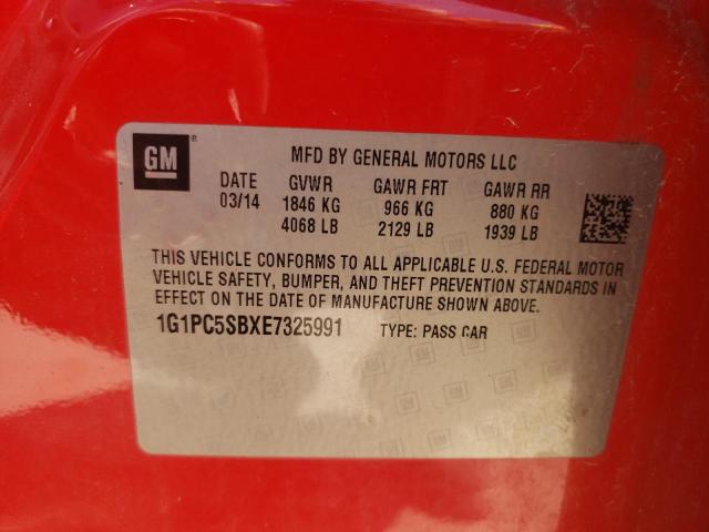 1G1PC5SBXE7325991 - 2014 CHEVROLET CRUZE LT RED photo 12