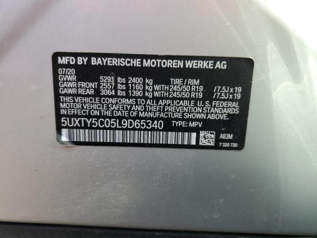 5UXTY5C05L9D65340 - 2020 BMW X3 XDRIVE30I SILVER photo 12