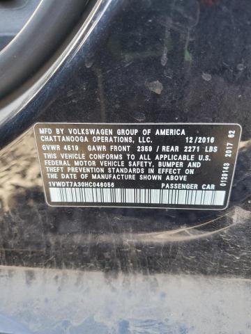 1VWDT7A30HC046056 - 2017 VOLKSWAGEN PASSAT R-LINE შავი ფოტო 12