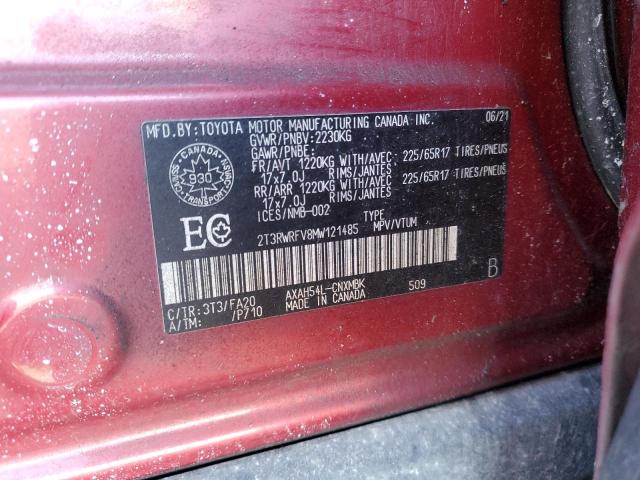 2T3RWRFV8MW121485 - 2021 TOYOTA RAV4 XLE Qırmızı foto 12