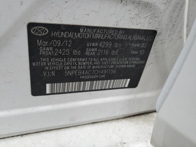 5NPEB4AC7CH491156 - 2012 HYUNDAI SONATA GLS WHITE photo 13