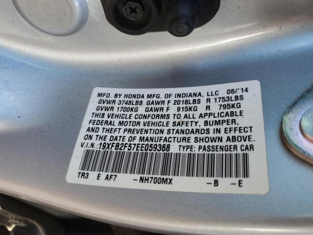 19XFB2F57EE059368 - 2014 HONDA CIVIC LX SILVER photo 12