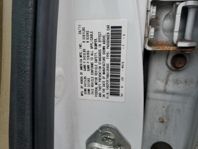 1HGCP2F74BA136865 - 2011 HONDA ACCORD EX WHITE photo 13