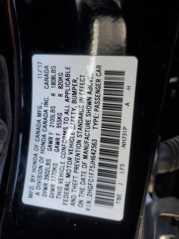 2HGFC1F75JH642563 - 2018 HONDA CIVIC EXL Qara foto 13