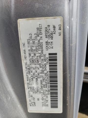 5TBBT44102S252575 - 2002 TOYOTA TUNDRA ACCESS CAB ვერცხლისფერი ფოტო 12