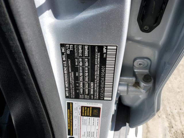 4JGDA5HB4DA190401 - 2013 MERCEDES-BENZ ML 350 4MATIC SILVER photo 12