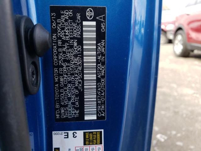 JTKJF5C74E3071130 - 2014 TOYOTA SCION TC BLUE photo 12