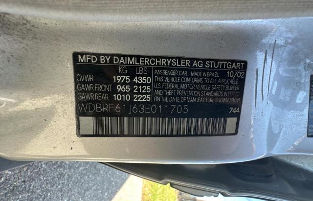 WDBRF61J63E011705 - 2003 MERCEDES-BENZ C 240 SILVER photo 10