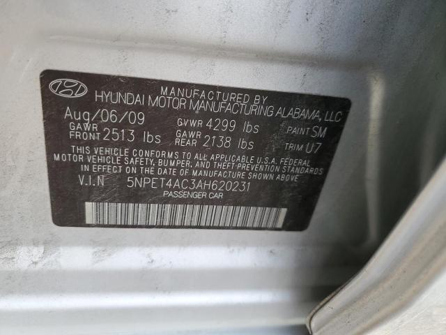 5NPET4AC3AH620231 - 2010 HYUNDAI SONATA GLS SILVER photo 12