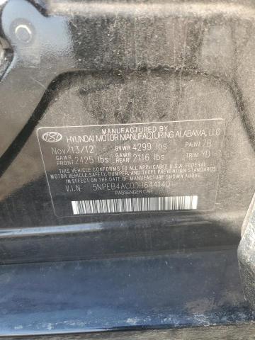 5NPEB4AC0DH644140 - 2013 HYUNDAI SONATA GLS BLACK photo 12