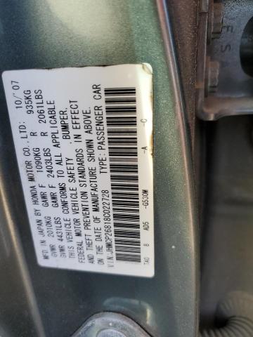 JHMCP26818C022728 - 2008 HONDA ACCORD EXL GREEN photo 13