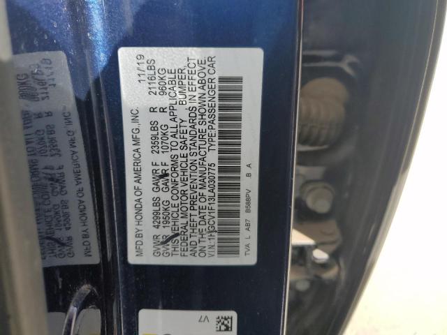 1HGCV1F13LA030775 - 2020 HONDA ACCORD LX BLUE photo 12