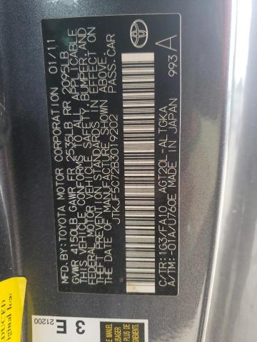 JTKJF5C72B3019202 - 2011 TOYOTA SCION TC 灰色 照片 12