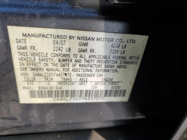 1N4AL21E07N457072 - 2007 NISSAN ALTIMA 2.5 GRAY photo 12