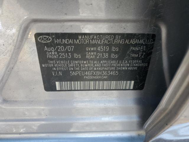 5NPEU46FX8H363465 - 2008 HYUNDAI SONATA SE SILVER photo 13