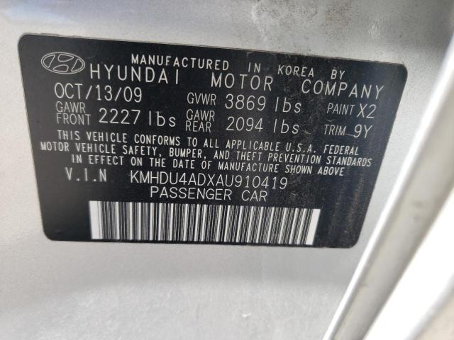 KMHDU4ADXAU910419 - 2010 HYUNDAI ELANTRA BLUE SILVER photo 12