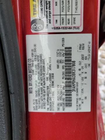 3FAHP0HA3BR317808 - 2011 FORD FUSION SE RED photo 13