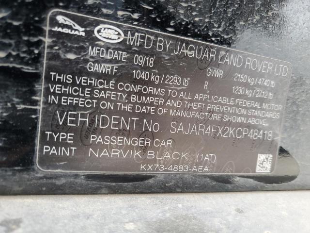 SAJAR4FX2KCP48418 - 2019 JAGUAR XE BLACK photo 12