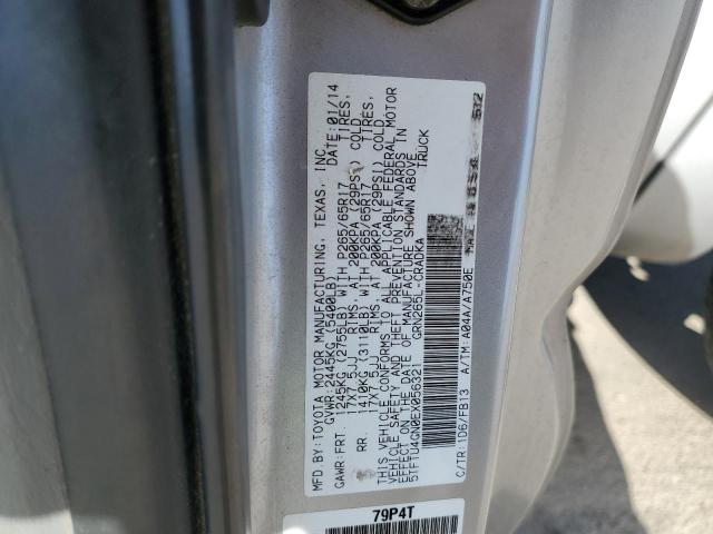 5TFTU4GN0EX056321 - 2014 TOYOTA TACOMA PRERUNNER ACCESS CAB SILVER photo 12