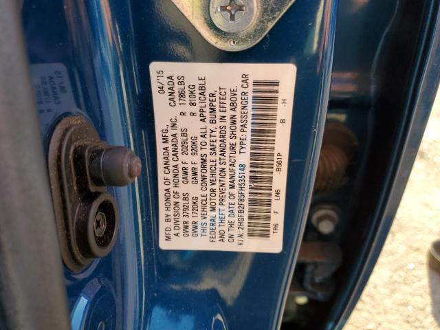 2HGFB2F85FH535148 - 2015 HONDA CIVIC EX BLUE photo 12