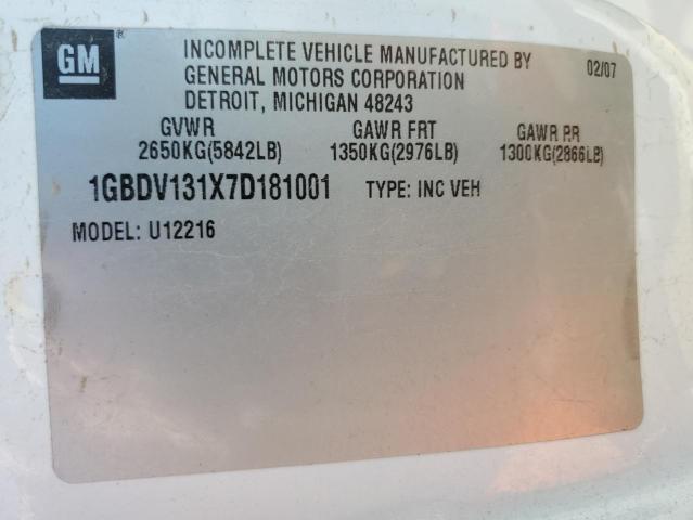 1GBDV131X7D181001 - 2007 CHEVROLET UPLANDER INCOMPLETE 白色 照片 13