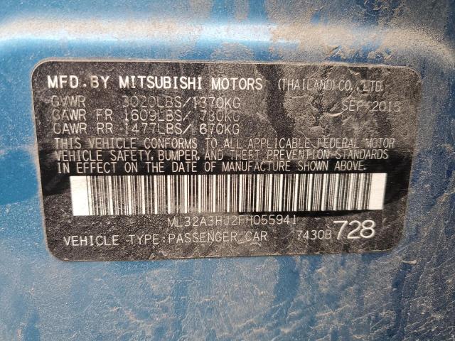 ML32A3HJ2FH055941 - 2015 MITSUBISHI MIRAGE DE BLUE photo 12