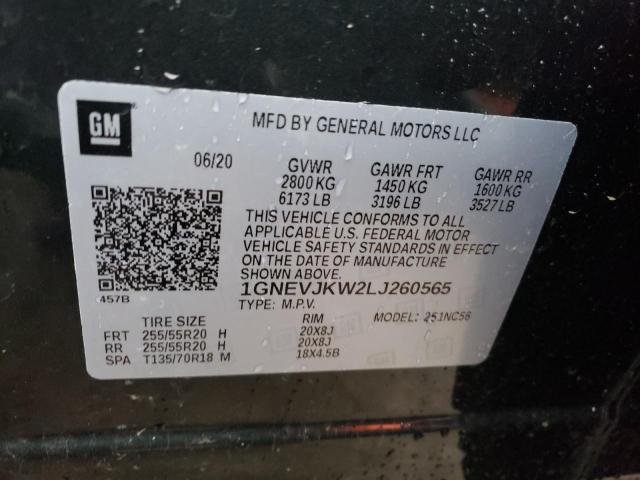 1GNEVJKW2LJ260565 - 2020 CHEVROLET TRAVERSE RS GRAY photo 14