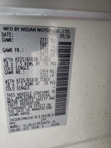 5N1DR2MN2HC619083 - 2017 NISSAN PATHFINDER S 银色 照片 14