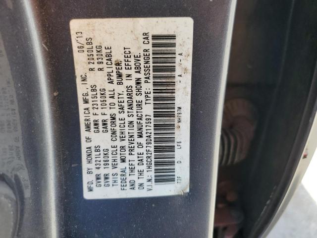 1HGCR2F79DA217597 - 2013 HONDA ACCORD EX GRAY photo 12