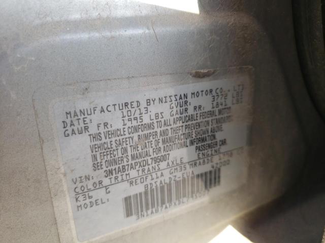 3N1AB7APXDL795007 - 2013 NISSAN SENTRA S SILVER photo 12