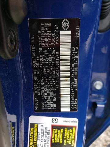 4T1T11AK0PU081340 - 2023 TOYOTA CAMRY SE NIGHT SHADE BLUE photo 12