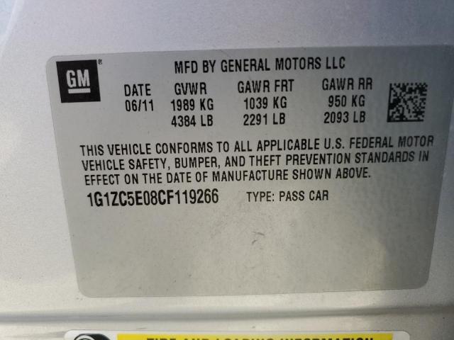 1G1ZC5E08CF119266 - 2012 CHEVROLET MALIBU 1LT 银色 照片 12