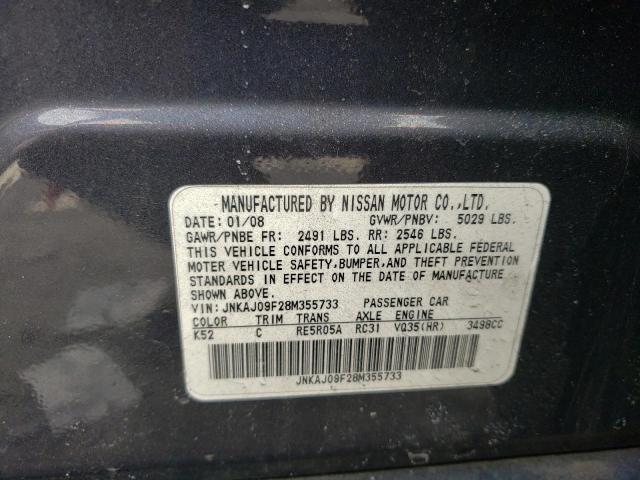 JNKAJ09F28M355733 - 2008 INFINITI EX35 BASE ნაცრისფერი ფოტო 13