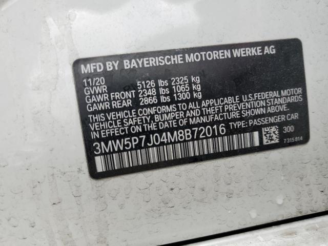 3MW5P7J04M8B72016 - 2021 BMW 330E WHITE photo 13