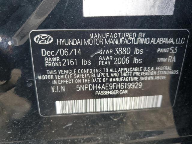 5NPDH4AE9FH619929 - 2015 HYUNDAI ELANTRA SE BLACK photo 12