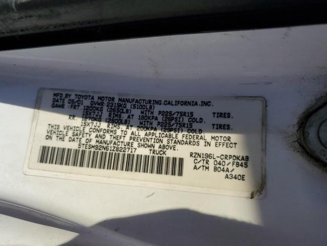 5TESM92N61Z822717 - 2001 TOYOTA TACOMA XTRACAB PRERUNNER თეთრი ფოტო 12