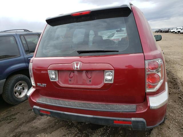 5FNYF28166B044671 - 2006 HONDA PILOT LX RED photo 6