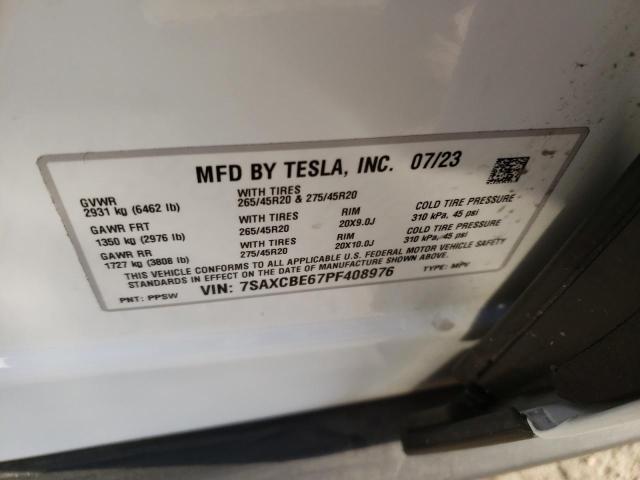 7SAXCBE67PF408976 - 2023 TESLA MODEL X WHITE photo 13