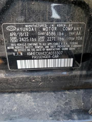 KMHEC4A42CA033307 - 2012 HYUNDAI SONATA HYBRID BLACK photo 12