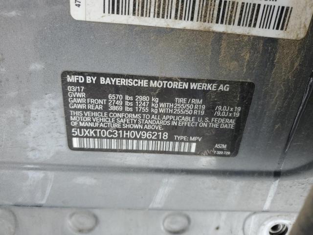 5UXKT0C31H0V96218 - 2017 BMW X5 XDR40E GRAY photo 13